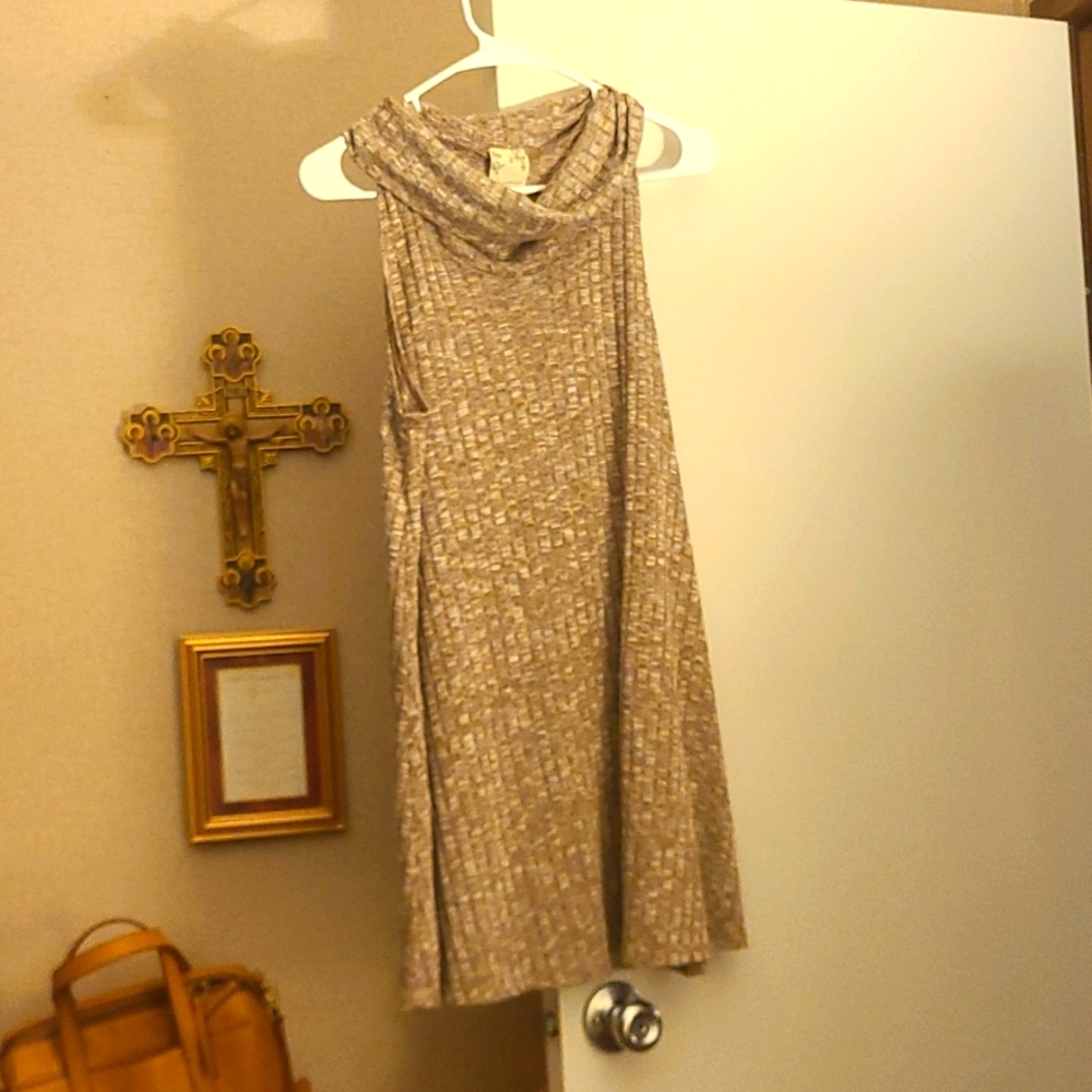Soft beige dress with layered neckline